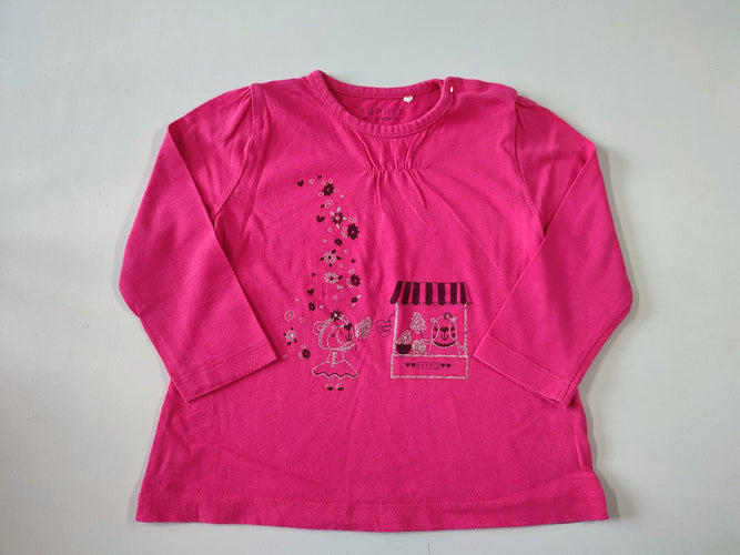 T-shirt m.l rose ours  fleurs paillettes "Candy floss", moins cher chez Petit Kiwi
