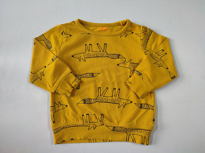 T-shirt m.l jaune moutarde renards, moins cher chez Petit Kiwi