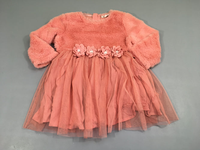 Robe m.l softy rose tulle fleurs, moins cher chez Petit Kiwi