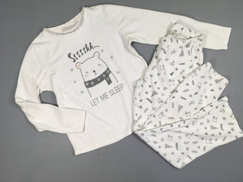 Pyjama 2 pcs éponge blanc ourson Hiver SSSSShhh