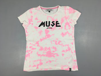 T-shirt m.c à revers blanc effet taches roses Muse Cars jeans Légèrement bouloché