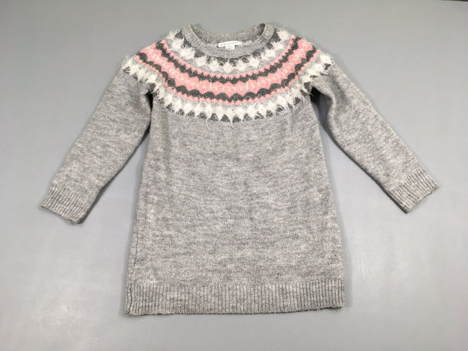 Robe pull ml gris chiné/rose, moins cher chez Petit Kiwi