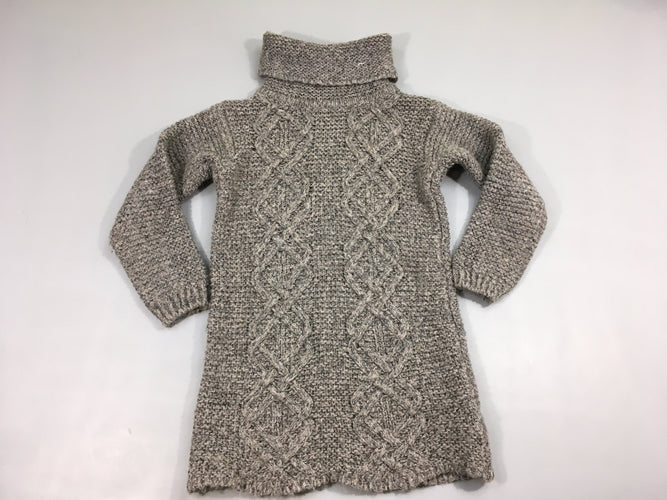 Robe pull ml gris chiné 5% laine 2% mohair, moins cher chez Petit Kiwi