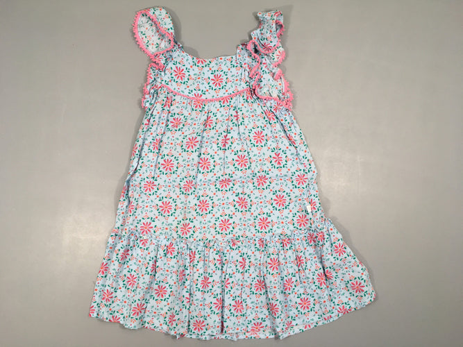 Robe s.m bleue fleurie rose, moins cher chez Petit Kiwi