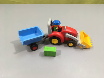 Complet Playmobil 1.2.3 Fermier avec tracteur et remorque