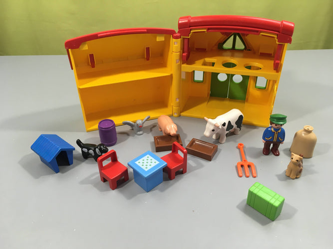 Complet Playmobil 1.2.3 6962 ferme transportable, moins cher chez Petit Kiwi