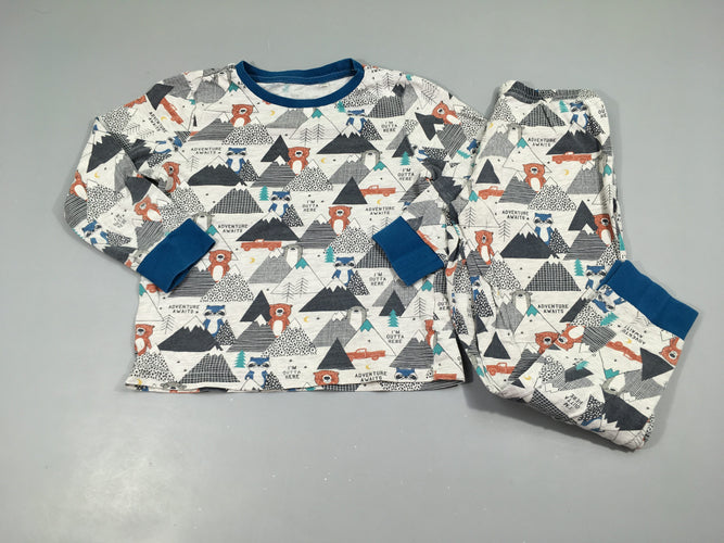 Pyjama 2pcs jersey gris montagnes animaux adventure, 99% coton 1% viscose, moins cher chez Petit Kiwi