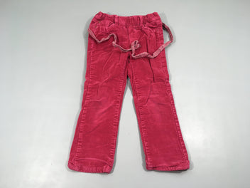 Pantalon velours côtelé rose doublé jersey ceinture