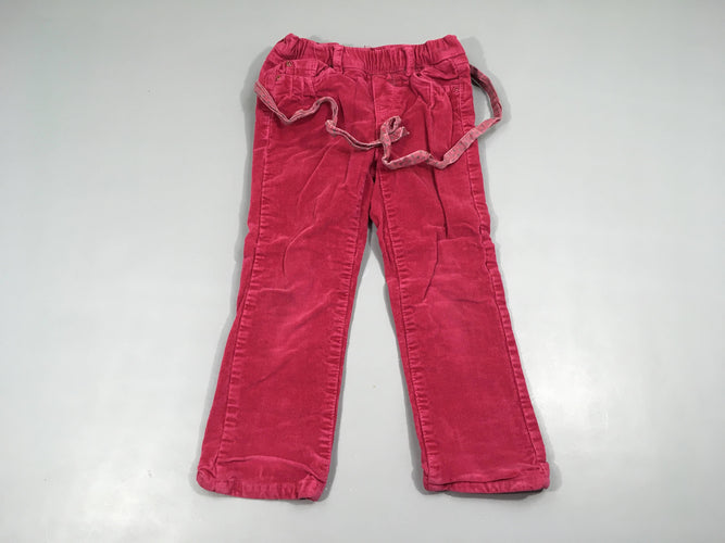 Pantalon velours côtelé rose doublé jersey ceinture, moins cher chez Petit Kiwi