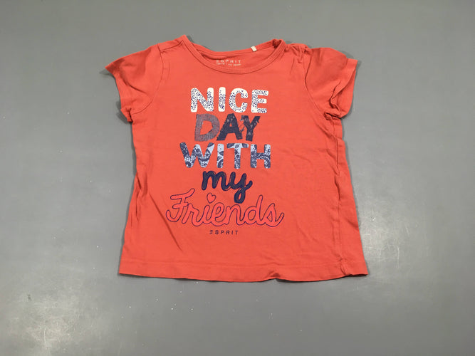 T-shirt m.c rouge orangé nice day, moins cher chez Petit Kiwi