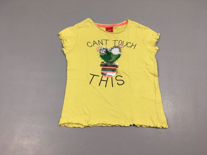 T-shirt m.c jaune can't touch cactus sequins réversibles, 100% coton, moins cher chez Petit Kiwi