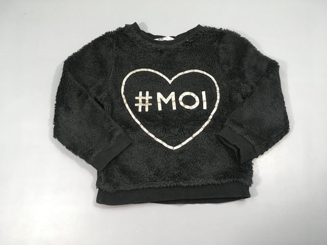 Pull velours noir coeur moi, 100% polyester, moins cher chez Petit Kiwi