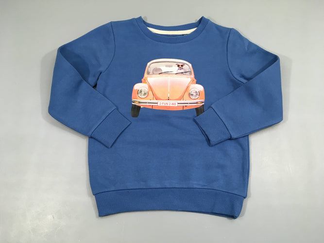 Sweat bleu Voiture chie-bouloché bas, moins cher chez Petit Kiwi