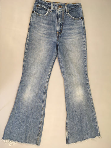 Jeans 70s High Flare, taille 24, genoux tachés, moins cher chez Petit Kiwi