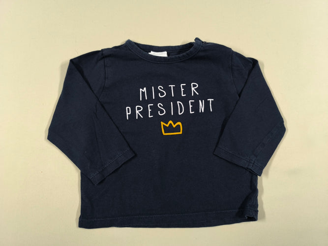 T-shirt m.l bleu marine "Mister president", moins cher chez Petit Kiwi