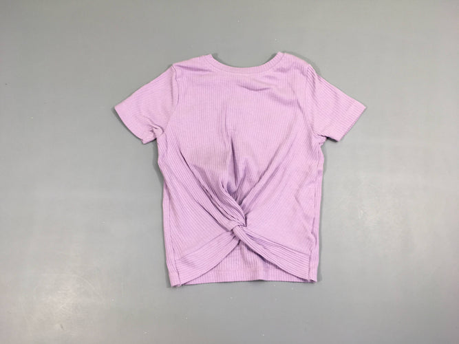 T-shirt m.c côtes mauve noué à l'avant, moins cher chez Petit Kiwi