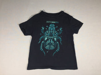 T-shirt m.c bleu marine - Motifs turquoises