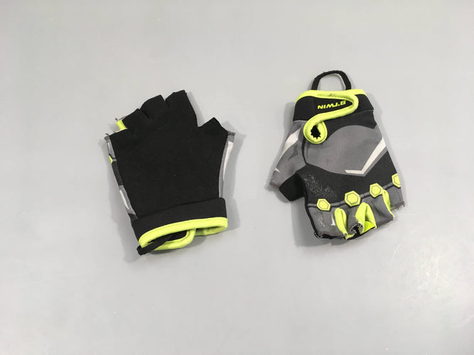 Gants (mitaines) pour vélo gris-jaune b-Twinn, moins cher chez Petit Kiwi