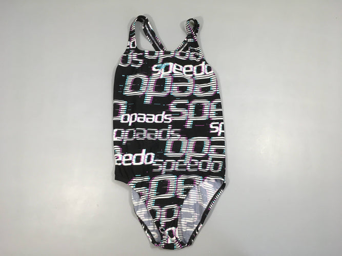 Maillot noir/blanc/mauve Speedo, moins cher chez Petit Kiwi