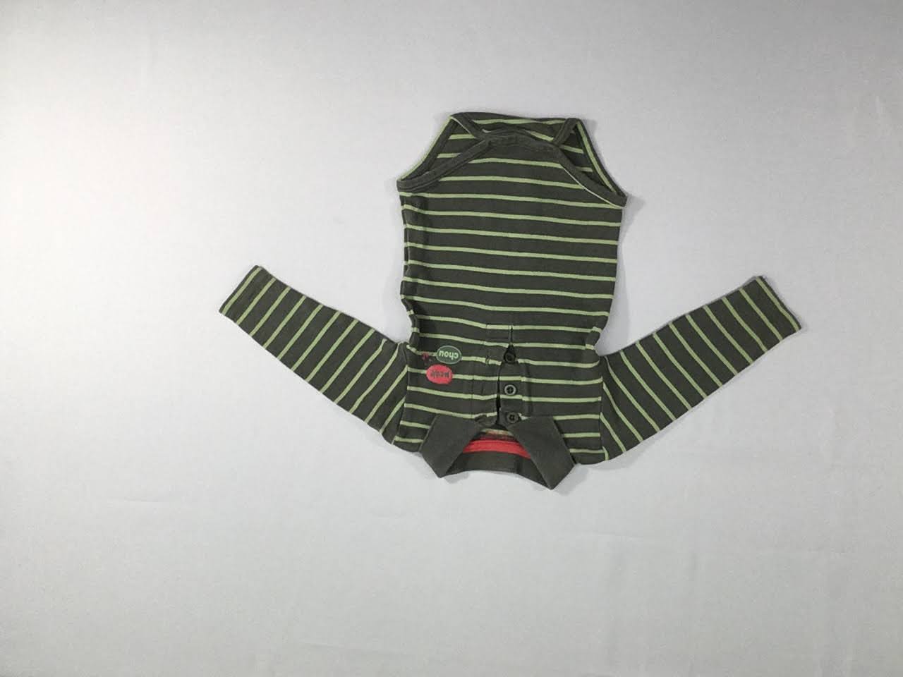 Body m.l polo gris rayé vert, légèrement bouloché