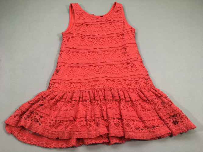 Robe s.m dentelle corail, moins cher chez Petit Kiwi