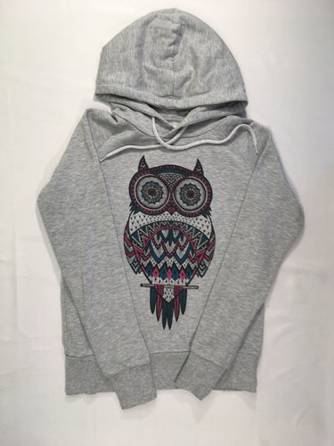 Sweat à capuche gris Hibou Bouloché, moins cher chez Petit Kiwi